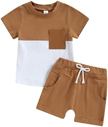 Arvbitana Unisex Toddler Baby Boy Girl Summer Clothes Short Sleeve T-Shirt Top+Short Pants Cotton Two Piece Solid Outfit Set