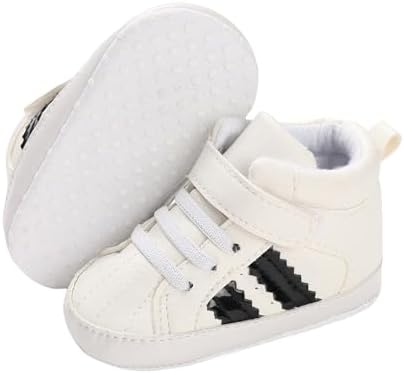 Babelvit Baby Boy Girl Soft Sole Canvas Sneakers Sparkle High Top Lace Up Infant Unisex Ankle Shoes Boots Toddler Newborn Prewalker First Baby Walking Crib Shoes