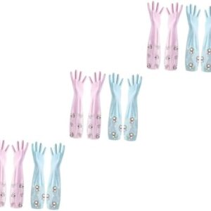 Beavorty 4 Pairs Kitchen Gloves Rubber Gloves Dishwashing Gloves Waterproof Gloves Long Gloves Protection