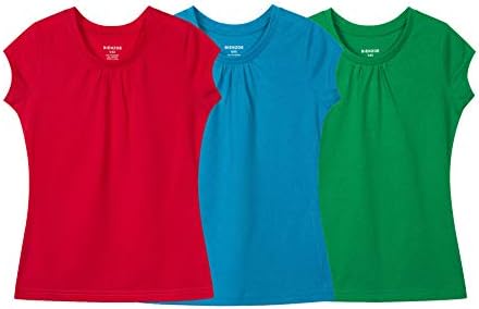 Bienzoe Girls School Uniform Tshirt: Kids Solid Color Tops 3pcs Pack