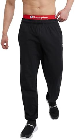 Champion Men's Everyday Fitted Ankle Cotton Pants, 31.5" Inseam, Cotton Knit Pants Left Hip "C" Logo, Cotton Warm-Up Pants