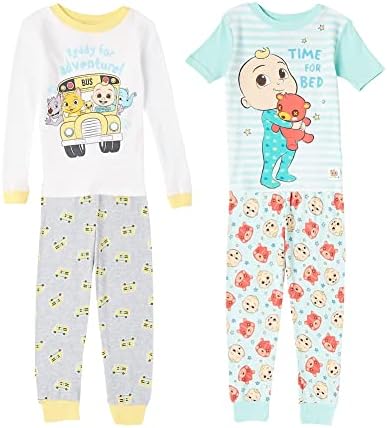 CoComelon boys 4-piece Snug-fit Cotton Pajama Set, Soft & Cute for Kids Pajama Set (pack of 10)