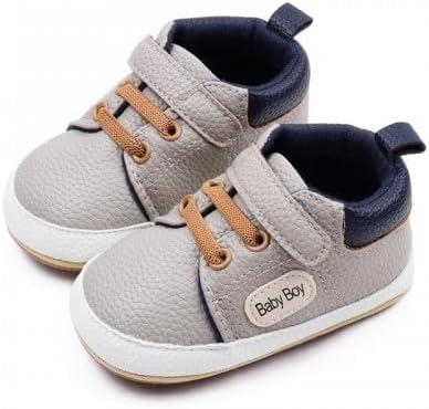 DecoLoral Decor Me Baby Boy Grey Leather Toddler Shoes For Boys