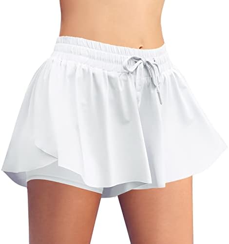 Flowy Shorts for Women with Pocket Butterfly Shorts Athletic Running Workout Spandex Gym Yoga Tennis Skirts