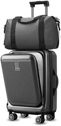 LUGGEX Aluminum Frame Luggage, 100% PC Hard Shell Suitcase with 4 Corners, Zipperless Luggage Set with Spinner Wheels