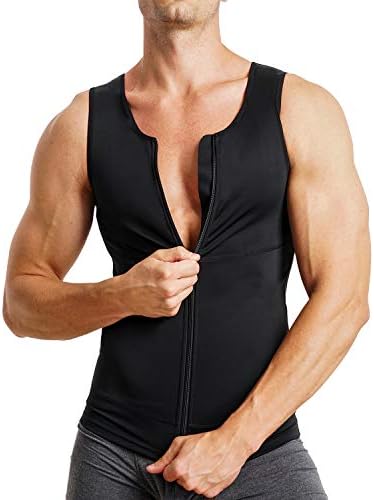 MOLUTAN Mens Compression Shirt Belly Slimming Body Shaper Vest Sleeveless Zipper Undershirt Tank Top Shapewear for Stomach