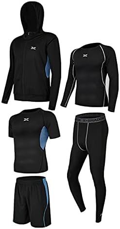 Men's Workout Clothes Gym Running Sportswear Fitness Kit Set 5 PCS Compression