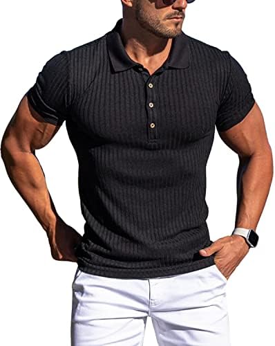 Muscle Polo Shirts for Men Slim Fit Short Sleeve Golf Shirts Men Dry Fit Shirts Casual Stylish Clothes