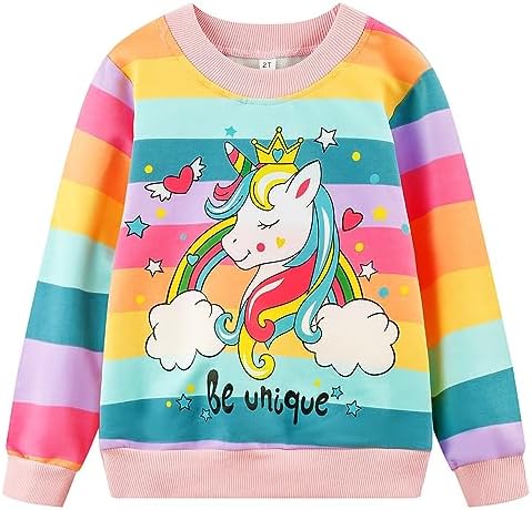 NUBEEHOHO Toddler Baby Girls Sweatshirts Kids Winter Clothes Casual Long Sleeve Shirts Crewneck Pullover Sweater Tops 2T-7T