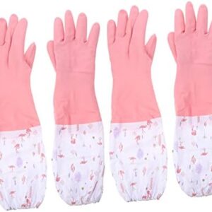 ORFOFE 2 Pair Rubber Gloves Waterproof Gloves Kitchen Gloves Dishwashing Gloves Long Gloves Protection