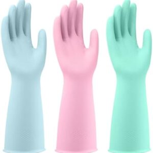 Rubber gloves cleaning 2 Pairs rubber gloves dishwashing kitchen dish gloves Reusable.