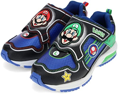 SUPER MARIO Brothers Mario and Luigi Kids Tennis Shoe, Light Up Sneaker, Mix Match Runner Trainer, Kids Size 11 to 3