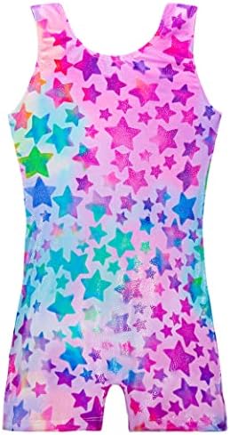 TENVDA Leotards for Girls Gymnastics Kids Children Biketard With Shorts Sparkly Unicorn Dance Unitards（Multiple Colors）…