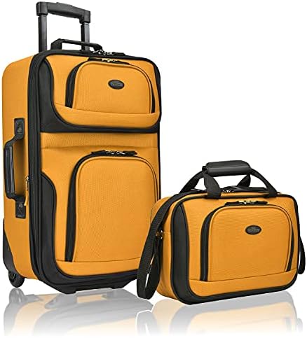 U.S. Traveler Rio Rugged Fabric Expandable Carry-on Luggage Set, Red, One Size, Rio Rugged Fabric Expandable Carry-on Luggage Set