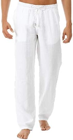 iNoDoZ Men's Summer Loose Simple Long Pants Solid And Fashionable Pure Cotton And Linen Trousers