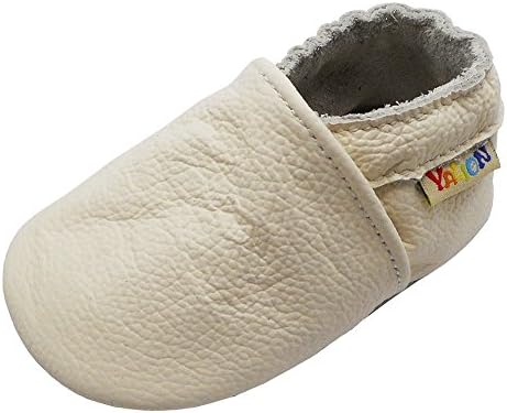 YALION Soft Leather Baby Shoes Moccasins Slip-on Boys Girls Slippers with Elastic Ankle, Anti-Slip First Walking Crib Shoes for Infant Toddlers