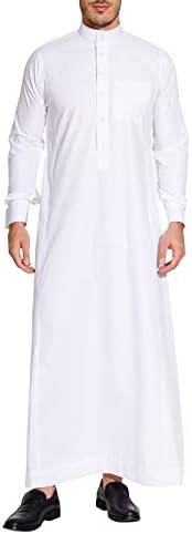 Sabolia Arabic Thobe Saudi Style Men’s Arab Robe Men’s Muslim Clothes Ramadan Middle East Ethnic Clothes Cuff Sleeve Size 56