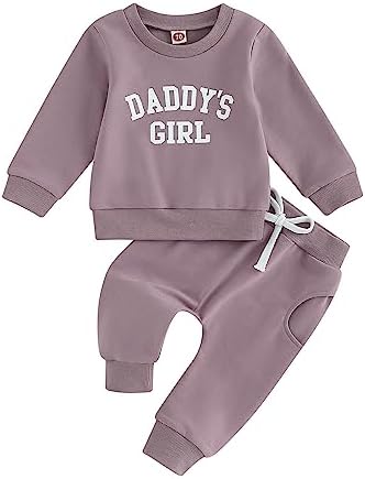 Toddler Baby Girl Clothes Daddys Girl Long Sleeve Pullover Sweatshirt Stretch Jogger Pants Infant Fall Winter Outfit