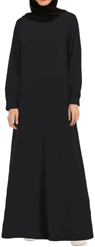 Abetteric Womens Abaya Long Sleeve Muslim Dress Prayer Clothes Casual Islamic Kaftan with Pocket