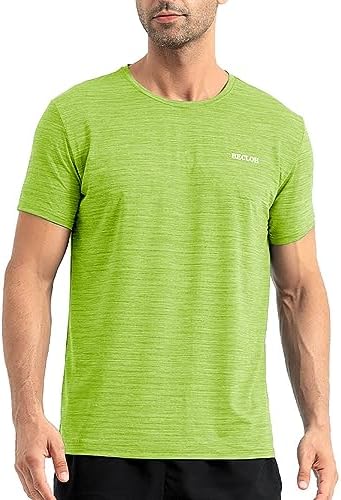 BECLOH Men’s Dry-Fit T-Shirts Moisture Wicking Short Sleeve Mesh Athletic Workout Tees Crewneck Polyester Shirts