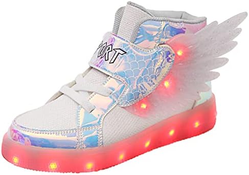 BFOEL Kids Light up Shoes LED USB Charging Flashing High-top Wings Sneakers Boys Girls Trainers for Festivals Halloween Christmas New Year Party Great Gift