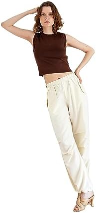 Beila Women Cream Cargo Pants, Wide Leg Baggy Parachute Trousers for Girls, Women's Winter Clothes