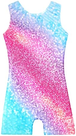 Belovance Leotards for Girls Gymnastics Toddler Kid Dance Outfit Sparkle Colorful Leopard Stars Purple Blue Biketards