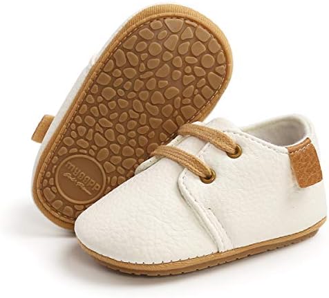 COSANKIM Baby Boys Girls Shoes Lace Up PU Leather Infant Sneakers Non Slip Rubber Sole Newborn Loafers Toddler First Walker Crib Shoes (0-18 Months)