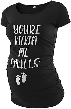 Decrum Black Pregnancy Announcement Shirts for Women - Summer Maternity Soft Pregnant Clothes اÙ„أÙ…ÙˆÙ…ة Ù‚Ù…صاÙ† اÙ„أÙ…ÙˆÙ…ة Ù‚Ù…ÙŠص اÙ„حÙ…Ù„ Ù‚Ù…ÙŠص حاÙ…Ù„ [40022014-BL] | Kickng Me, L