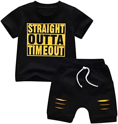 Derouetkia Baby Boy Clothes Summer Outfits Sets Printed Short Sleeve T-Shirt Shorts Set