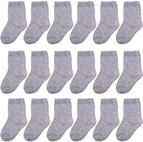 Duufin 18 Pairs Toddler Crew Socks Mid Cut Kids Socks Mid Calf Toddler Socks