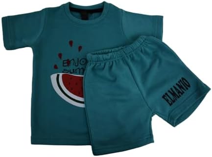 El Manio Kids Boys & Girls Comfortable Versatile Trendy Watermelon Print Tee with Shorts 2pc Outfits