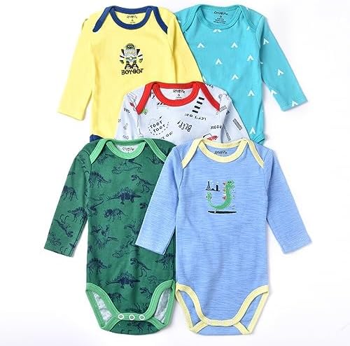 HALAYAYA Newborn Baby Girls Boys Clothes Accessories Set 5 Long-sleeved Bodysuits Color Random