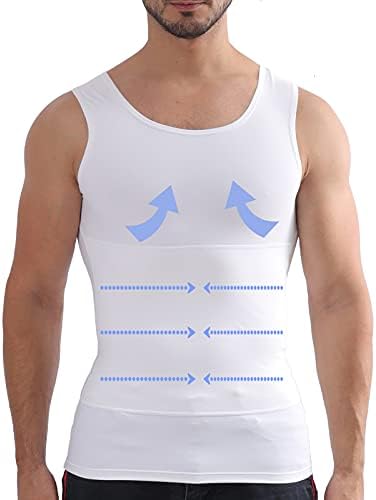 Henicepte Men Slimming Tummy Control Chest Compression Hide Gynecomastia Undershirt Shapewear