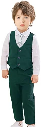 JasberBaby Boys Outfits Vest and Pants Set Toddler Suit Kids Cute Formal Dress Clothes 2-6 Years