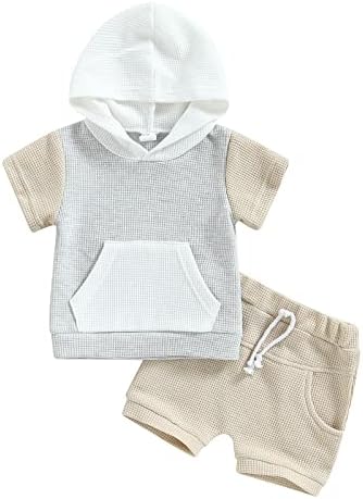 Kayotuas Toddler Baby Boy Summer Clothes Cute Short Sleeve Hooded Tshirt Top and Casual Shorts Set Infant 2 Piece Outfits