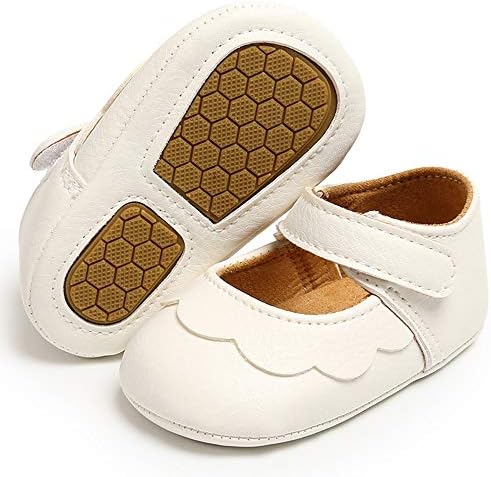 LAFEGEN Baby Girls Mary Jane Flats with Bownot Non Slip Soft Sole PU Leather Newborn Infant Toddler First Walker Cirb Dress Shoes