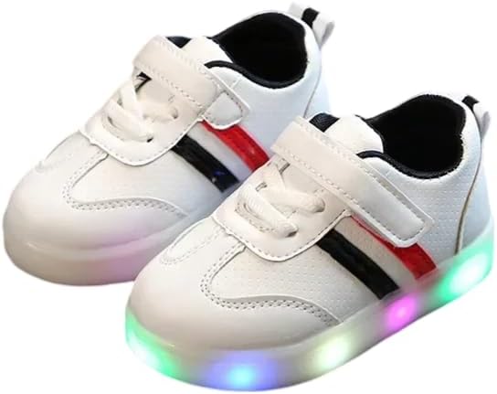 LED Sneakers for Kids, Glowing Soles, Casual, Slip-on, Lighted Shoes for Boys and Girls, White