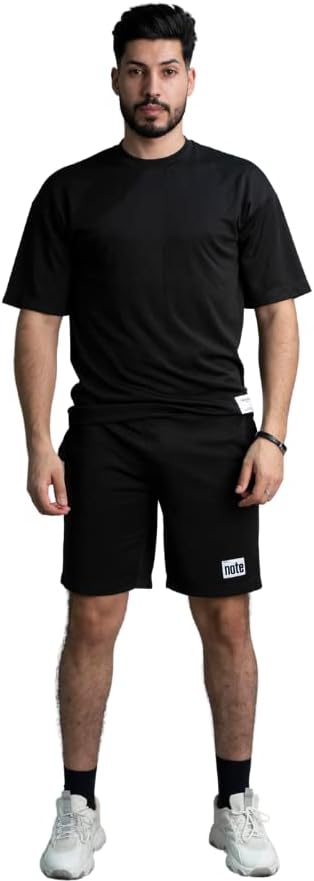 Men`s Crew Neck Plain Breathable T-shirt and Short Summer Clothes Set Mens 2 Piece Outfit Gym Fitness workout Sportswear