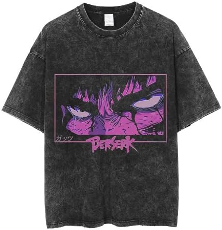 Mens Y2K 90s Berserk Shirt Vintage Shirts Animation Printed Streetwear Y2k Harajuku Summer Casual Tees Grunge Clothes