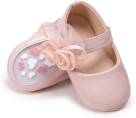 Miamooi Infant Baby Girls Mary Jane Flats Dress Shoes Bowknot Princess Wedding Party Shoes Toddler Premium Non Slip Soft Rubber Sole Sneaker Newborn Moccasins Lightweight Crib Shoe