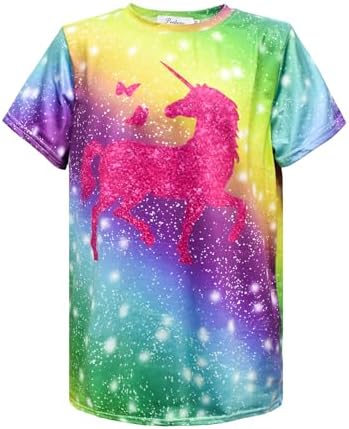 Prebene Tie Dye T Shirts for Kids, Hippie Top Tees for Boys Girls 70s Colorful T-Shirt,Rainbow Colorful Tee for 3-12 Years