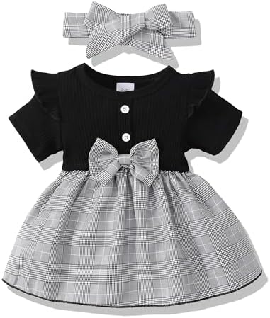 SODLON Newborn Baby Girl Clothes Outfits Gifts Romper Top Suspender Skirt Overalls Dress Outfits Sets for Baby Girls 0-24M