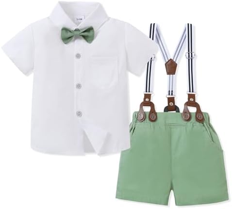 SOLOYEE Baby Boy Clothes Suits Toddler Dress Shirt Bowtie Long Short Sleeve Infant Outfits Formal Clothes Set