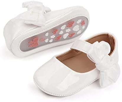 Sabe Infant Baby Girls Soft Sole Prewalker Crib Mary Jane Shoes Princess Light Shoes (0-6 Months Infant, White)