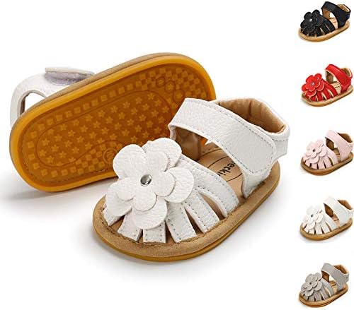 Sawimlgy Baby Girls Boys Sandals Summer Flowers Shoe Rubber Sole PU Leather Mesh Infant Toddler First Walkers Princess Dress Outdoor Shoes