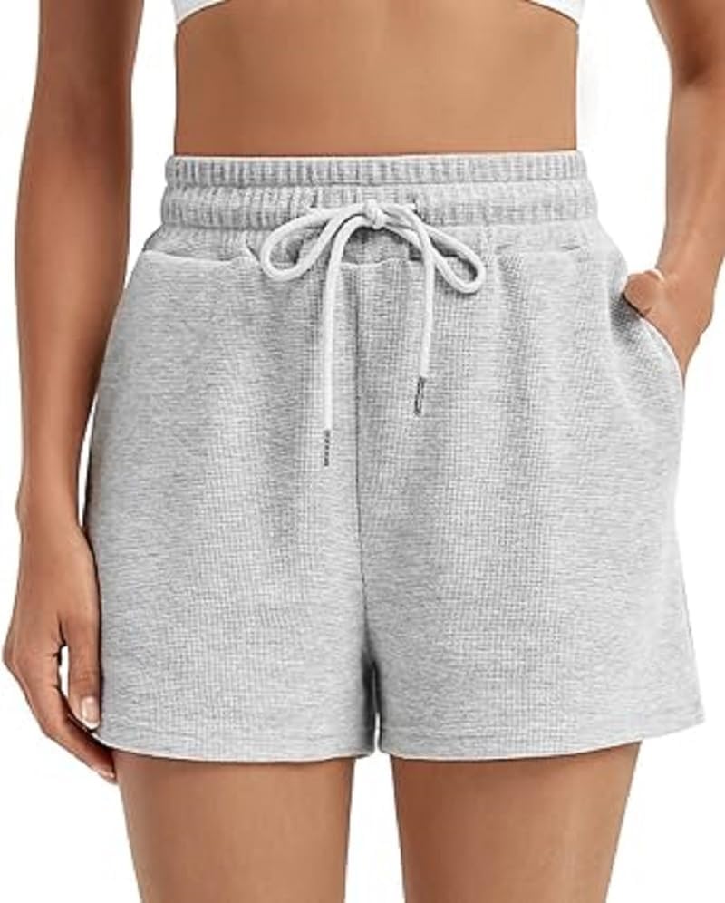 Shorts for Women Drawstring Comfy Loose Casual Waffle Cotton Lounge Shorts Summer Fall Fashion Clothes