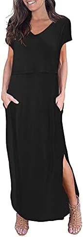 Smallshow Women's Maternity Nursing Dress Split Long Breastfeeding Clothes