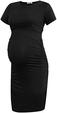 Smallshow Women's Short Sleeve Maternity Dress Ruched Pregnancy Clothes