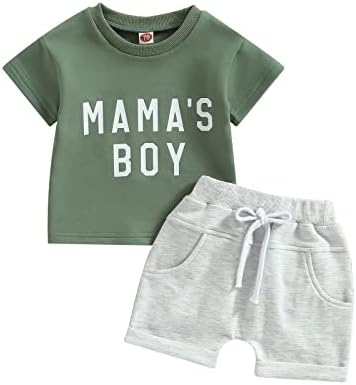 Toddler Baby Boy Summer Clothes Mamas Little Boy Short Sleeve T Shirt Tops Infant Rolled Stretch Shorts Set